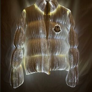 Moncler White Fiber Optic Puffer Jacket